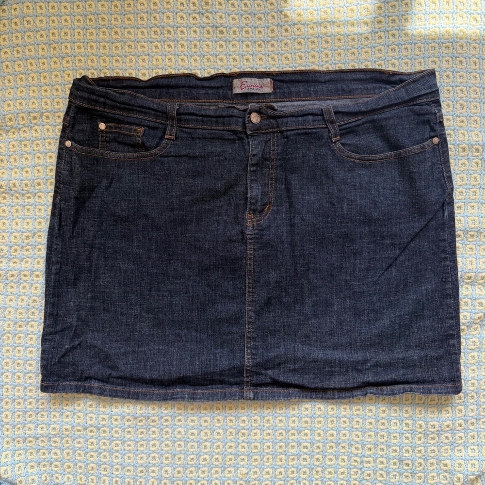 Eunina Jeans USA Dark Wash Denim Micro Mini Skirt Y2K Mcbling Tuscan Coquette